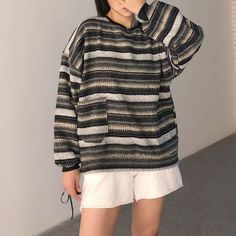 Tribal Hidden Beige Stripe Crew Neck Sweater rainbow stripes comfy sweaters big comfy sweater with multi stripes warm cozy sweaters for winter #sweatercoat #sweaterjacket #90s #stripedsweater #slouchy #sweaters Casual Winter Sweater With Vertical Stripes, Winter Oversized Tops With Contrast Stripes, Casual Sweater With Vertical Stripes For Fall, Oversized Winter Tops With Contrast Stripes, Baggy Striped Sweater, Trendy Oversized Striped Sweater, Oversized Winter Sweater With Contrast Stripes, Oversized Striped Sweater For Streetwear, Cozy Oversized Striped Sweater