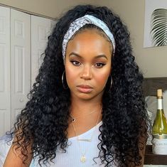 kinky Curly Headband Wig Human Hair Wigs For Black Women Curly Headband Wig, Natural Hair Woman, Hair Wigs For Black Women, Type 4 Hair, Headband Wig, Curly Hair Wig, 100 Human Hair Wigs, Wig Human Hair, Natural Hair Inspiration