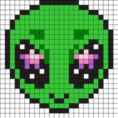 the pixel face is green and purple