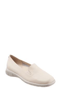 This sporty loafer features a lightweight sole, breathable cushioning and elastic gore insets that offer a bit of stretc for a perfect fit. 1" heel Removable, cushioned insole with arch support Leather upper/textile lining/synthetic sole Imported Women's Shoes Spring Flat Slip-on Sneakers With Arch Support, Slip-on Walking Shoes With Textured Sole, Comfortable Slip-on Flats With Arch Support, Comfortable Slip-on Sneakers With Textured Sole For Walking, Flat Slip-on Loafers For Walking, Slip-on Low-top Loafers For Walking, Spring Flat Slip-on Sneakers With Ortholite Insole, Comfortable Slip-on Walking Shoes With Stitched Sole, Slip-on Swift Leather Walking Shoes