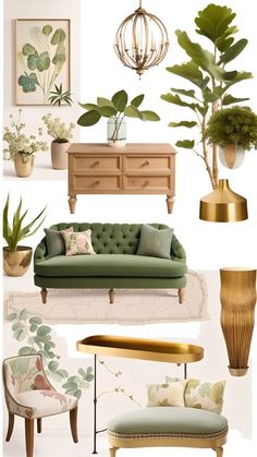 a living room filled with furniture and plants