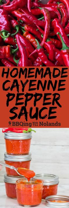 homemade cayenne pepper sauce in mason jars with text overlay that reads homemade cayenne pepper sauce