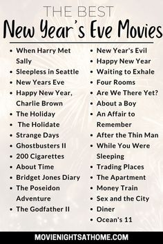 new year's eve movies list with fireworks in the background and text overlay