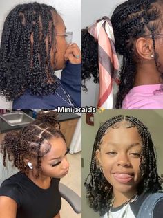 Medium Braids Natural Hair, 4c Natural Hairstyles For School, Mini Braids Hairstyles, Natural Hair Protective Styles, Mini Braids, Beautiful Black Hair, Cute Curly Hairstyles