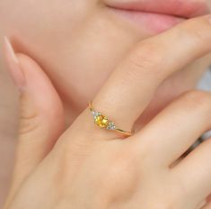 14K Yellow Gold Cushion Cut Citrine and Diamond Ring Engagement Rings Cushion Cut, Citrine Wedding Ring, Citrine Rings, Yellow Citrine Ring, Wedding Band Rings, Diamond Ring Engagement, Gold Rings Simple, Engagement Rings Cushion, Ring Shank