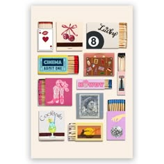 a collage of different types of cards and pencils on a white background with the words lucky 8