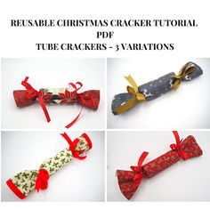 four different christmas crackers with bows on them