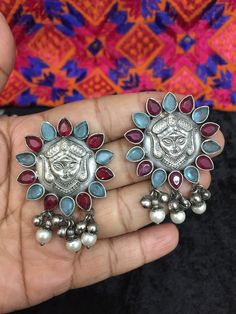 Complement your personality with this beautiful tribal earrings. Handcrafted in brass with antique vintage polish , multi coloured stones Length of Earrings: 5.5 cms, Width of earrings: 4 cms, push back closure Celebrity Engagement Rings, Antique Earrings, Antique Vintage, Stone Color, Hippie Boho, Etsy Earrings, Dangle Drop Earrings, Multi Color, Handmade Items