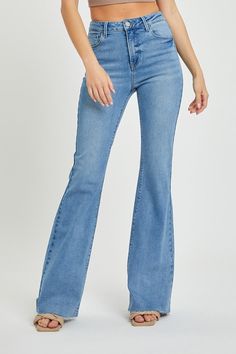 Hem Bootcut Jeans, Hem Jeans, Jeans Bootcut, Active Wear Leggings, Retro Inspired, High Jeans, Long Tops, Short Tops, Bootcut Jeans