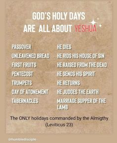 God’s holy days Marriage Supper Of The Lamb, Biblical Holidays, Biblical Feasts, Jewish Beliefs, Bible References, Jewish Feasts, Journal Bible Quotes, Feasts Of The Lord, Eternal Light