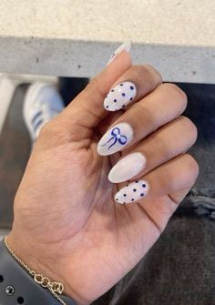 #nail#nails#bows #pookadots#bownail#nailsinpo#nailinspo Nail Design Polka Dots, Nail Ideas Polka Dots, Nail Inspo Polka Dots, Almond Nails With Dots Simple, Poca Dot Nails, Pokadot Nails Short, Utah Nail Ideas, Polka Dot Christmas Nails, Simple Nails Oval