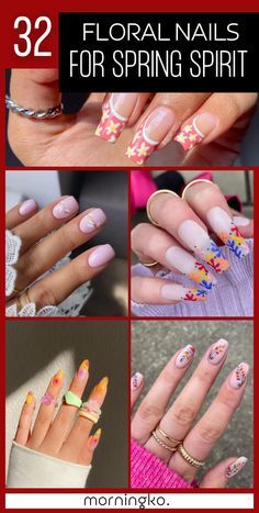 Spring Floral Nails 2023, Mail Designs Spring 2023, Spring Flower Nails 2023, Spring Nail Designs Gel, Trendy Spring Nails 2023, Nail Ideas Floral, Spring Nails With Flowers, Floral Summer Nails, Spring Nails Floral