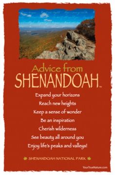 an advert for shenandoah with the words advice from shenandoah