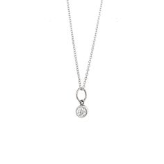 14k white gold BEZI diamond charm Classic White Gold Charm Necklaces For Everyday, Classic White Gold Charm Necklace For Everyday, Dainty White Gold Charm Necklaces With Diamond Accents, Everyday White Gold Solitaire Pendant Necklace, Dainty Diamond Pendant Charm Necklace, Dainty Diamond Accent Pendant Charm Necklace, Dainty Diamond Accented Pendant Charm Necklace, Classic White Gold Birthstone Necklace For Everyday, Classic Diamond Necklaces With Charms