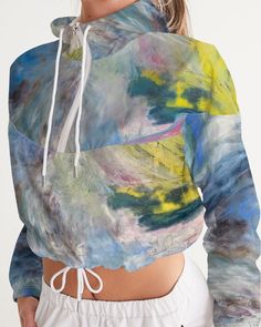 Women's Cropped Windbreaker Into the Light-FABA Collection Cropped Windbreaker, Eco Friendly Art, Handmade Artwork, Rock A, Water Resistant Fabric, American Express, Base Colour, The Light, Women Crop