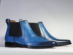 #menfashion #handmade #leather #blueboots #wingtipbrogueboots #chelseaboots #handstitched #handmadeboots #designershoesforless #fashionShoes #shoesaddict High Heel Cowboy Boots, Chelsea Leather Boots, Blue Black Dress, Heel Cowboy Boots, Navy Blue Boots, Black Dress Boots, Chelsea Boots For Men, Leather Boots Men, Personalized Mens Wallet