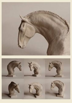 an image of a horse's head made out of clay and then painted white