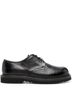 black calf leather grained texture round toe front lace-up fastening branded insole flat rubber sole Balenciaga Track, Our Legacy, Derby Shoes, Espadrille Shoes, Party Shoes, Shoes Black, Fashion Clothes, Italian Leather, Fashion Watches