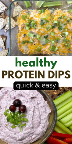 cheesy buffalo dip and creamy cranberry dip with chips and veggies Protein Dips, Cottage Cheese Dip Recipes, Protein Dip, Cottage Cheese Dip, Keto Dips, Cottage Cheese Recipes Healthy, Cottage Cheese Dips, Cheese Dips