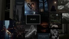 a collage of black and white images with the words peace