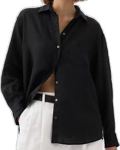 Linen Oversized Shirt, Big Shirt, Petite Size, Oversized Shirt, New Black, Patch Pocket, Blue Black, Long Sleeves, Collage