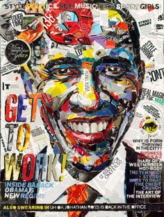 an image of a man's face made out of magazines