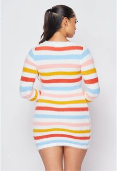 Dee Dee Stripe Fuzzy Knit Dress. #fashion #fashions #fashionforwomen #fashionideas #womenfashion #fashionlover #style #outfit #fashionblogger #dress #dresses #stylish #apparel #apparels #tshirt #hoodie #hoodies #sweater #jogger #jumpsuit #skirt #athleisure #shapewear #shorts #bra #leggings #romper #gift #gifts #giftforwomen Red Velvet Dresses, Jogger Jumpsuit, Shapewear Shorts, Chic Outfits Classy, Stripes Sweater, Sweater Refashion, Velvet Dresses, Los Angeles Fashion, Striped Sweater Dress