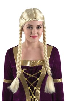 Complete your costume with our blonde braided wig, perfect for princesses. Ideal for historical productions, Renaissance fairs, or Halloween costumes. Blonde Halloween Costumes, Banana Costume, Wicked Costumes, Couple Halloween Costumes For Adults, Wig Blonde, Blonde Braids, Mermaid Parties, Little Mermaid Birthday, Halloween Wigs