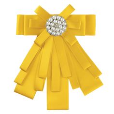 This women's bow brooch is made from polyester and beads, featuring a beaded central and a handmade ribbon fabric for a unique and exquisite look. Available in a variety of colors. The brooch measures 6.89in in length and 5.90in in width. It includes a brooch pin on the back for fast and easy clipping. Perfect for daily use or as a gift for friends, it's suitable for parties, weddings, office work, and other occasions. Match it with a collared shirt, sweater, blouse, or dress to show elegance an Ribbon Brooch, Ribbon Pin, Yellow Bow, Bow Brooch, Pre Tied Bow Tie, Neck Bow, Chelsea Boots Women, Mens Bow Ties, Holiday Dinner