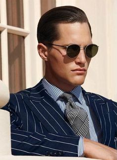 Suit Outfit, Ray Ban Wayfarer, Ray Ban Aviator, Chaps Ralph Lauren, Pinstripe Suit, Cooler Look