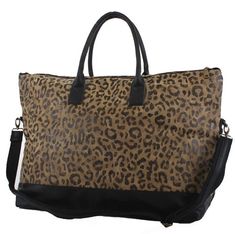 "Leopard print weekender bag is a great bag for everyone. Measures 24.0\" L x 16.0\" H x 10.0\" W. Made of cotton, canvas and vegan leather. Interior lining, zip closure and metal feet on bottom. Adjustable/removable shoulder strap." Carry On Travel, Deep Winter, Work Bags, Overnight Bag, Personalize Bag, Louis Vuitton Bag Neverfull, Bridesmaid Gift, Weekender Bag, Maid Of Honor