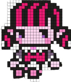 an image of a pixel art piece with pink, black and white squares on it