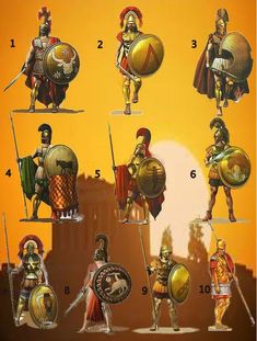 an image of different types of roman soldiers