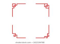 an image of a square frame with red lines in the shape of rectangles