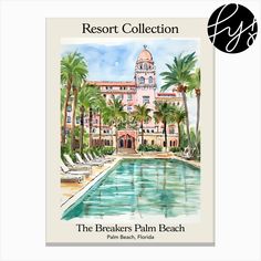 the breakers palm beach resort is featured in this watercolor painting by artist barbara frisbee