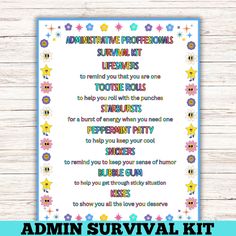 an admin survival kit with the words,'adventure is always right here to help you