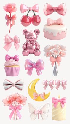 Editable 3d coquette design element set | premium image by rawpixel.com / Ning Icon Illustration, Cute Art, Social Media