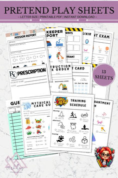 the printable worksheet for pretend play sheets