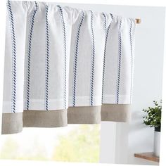 Return Policy Fast Delivery Trusted seller Nautical Valance Striped Linen Curtain 16 Inch Farmhouse Room Darkening Kitchen Valance for Living Room Window Double Layer Blackout Window Valance Pinstripe Valance 1 Panel Blue on White Product Description Striped Window Treatments: Features classic stripe print chic design that reveals the fashionable elements and makes for striped valance window treatments, visually giving a touch of simplicity and modernity to your home. Room Darkening Valance Curtain: Flax linen double layer valance curtain diffuses excessive light while offering privacy, making it the blackout valance curtain. Thermal Insulated fabric is suitable for use throughout the home. Versatile Farmhouse Window Valance: Not only is this stripe valance suitable for the kitchen area, b Farmhouse Window Valance, Country Valances, French Door Curtains, Living Room Window, Farmhouse Room, Farmhouse Window, Basement Windows