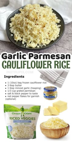 garlic parmesan cauliflower rice recipe with instructions