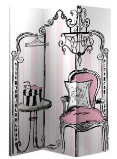 a screen shot of a room divider with an image of a chair and table