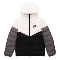 Nike Sportswear NSW Down Fill Colorblock Casual Sports Hooded Jacket Down Jacket Black White CU0226-100 (Men's) Puffer Jacket Outfit, Jacket Outfit, Nike Sportswear, Puffer Jacket, Jacket Outfits, Nike Jacket, Down Jacket, Hooded Jacket, Color Blocking