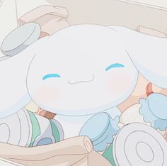 a cartoon bunny is sleeping in the bed