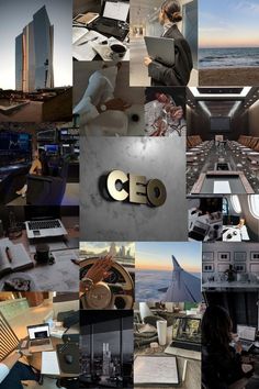 a collage of photos with the word ceo written on it