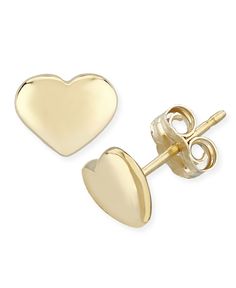 Modern heart stud earrings that will last a lifetime. Crafted in 14k yellow gold and perfect to wear all day. Classic Gold Earrings For Valentine's Day, Valentine's Day Round Jewelry With Polished Finish, Valentine's Day Double Heart Classic Earrings, Valentine's Day Classic Double Heart Earrings, 14k Gold Round Earrings With Heart Charm, 14k Gold Earrings With Heart Charm, Classic Gold Heart Earrings For Formal Occasions, Valentine's Day Heart Earrings Tarnish Resistant, Valentine's Day Heart-shaped Tarnish-resistant Earrings