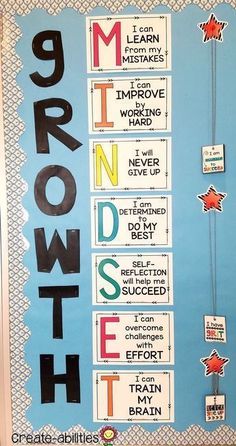 a bulletin board with the words growth on it