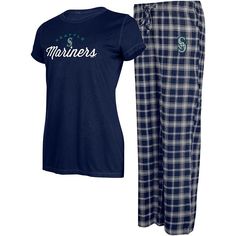 For a spirited look at bedtime, grab this Arctic Sleep set from Concepts Sport. It includes a tee and flannel pants decorated in signature Seattle Mariners colors and graphics. Comfortable fabric promotes a relaxing feel so you can dream of sweet team victories.For a spirited look at bedtime, grab this Arctic Sleep set from Concepts Sport. It includes a tee and flannel pants decorated in signature Seattle Mariners colors and graphics. Comfortable fabric promotes a relaxing feel so you can dream Vegas Golden Knights Logo, Flannel Pants, Rayon Top, Rayon Shirt, Polyester Pants, Sleep Set, Navy Gray, Penn State, Shirt And Pants