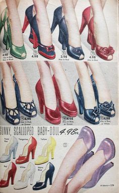 1950s heels, tall heels shoes 1952 1950s Heels, 1950s Style, Retro Mode, Womens Shoes High Heels