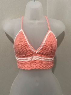 -Hand crocheted crop top perfect for summer months, festivals, the beach, etc. -Made with I Love This Cotton Yarn -Adjustable corset style back  -Top will automatically come with the white color stripes unless you specify a different color or want it one solid color -For longevity, hand wash with cold water and white vinegar to help prevent the color from fading quickly. *color will fade over time* Summer Festival Crochet Lace Top, Beachy Crochet Halter Neck Top For Summer, Handmade Crochet Top For Summer Beach Party, Fitted Summer Crochet Top For Vacation, Beachy Halter Neck Crochet Top For Summer, Fitted Cotton Crop Top For Beach Season, Halter Neck Crop Top For Beach Party, Beachwear Crop Top For Beach Party, Beachy Crochet Top For Summer Festivals