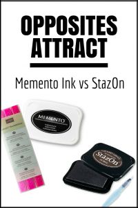 an ad for mementoo ink and stazon with the words opposites attract